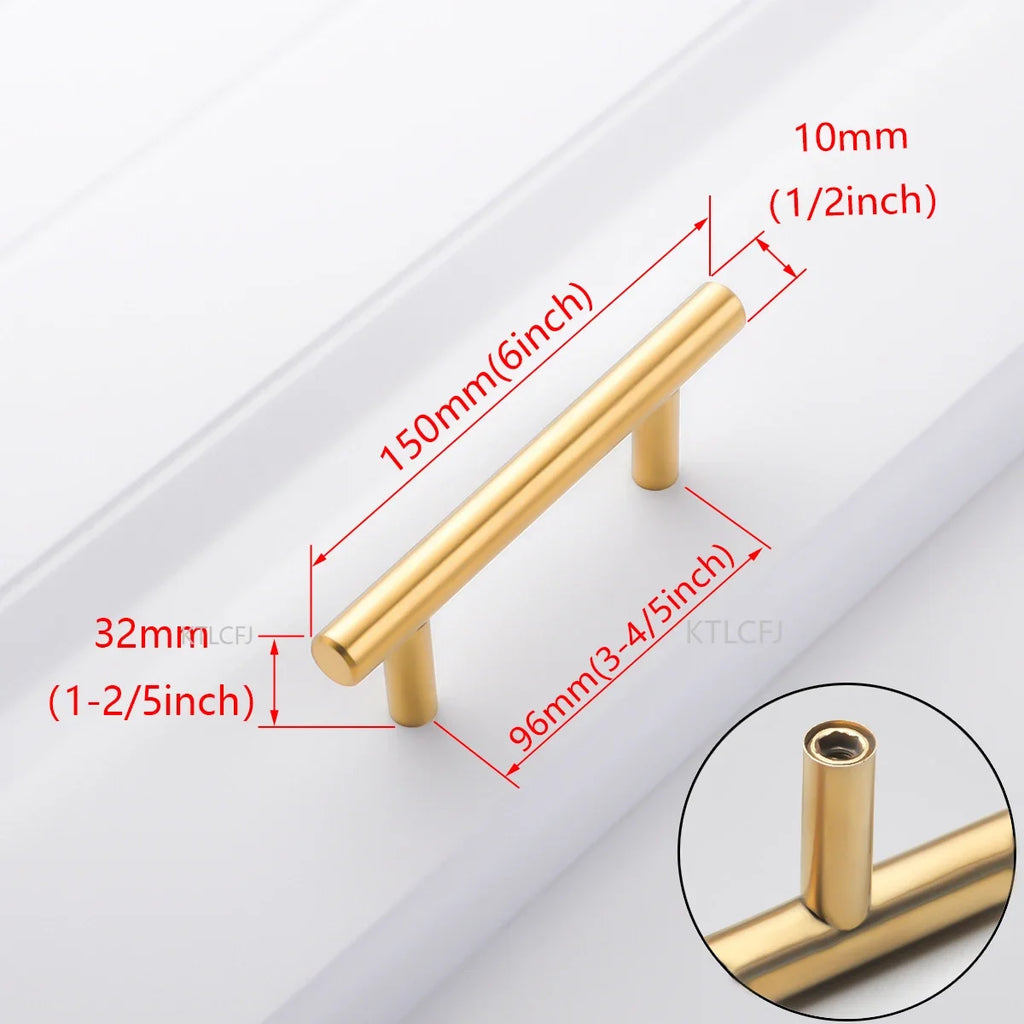 Cylindrical Metal Cabinet Handle – Silver, Black & Gold Modern Kitchen Pull