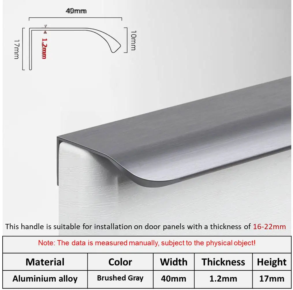 Hidden Minimalist Cabinet Handle – No-Drill Black Edge Pull | Custom Length 80–1200mm