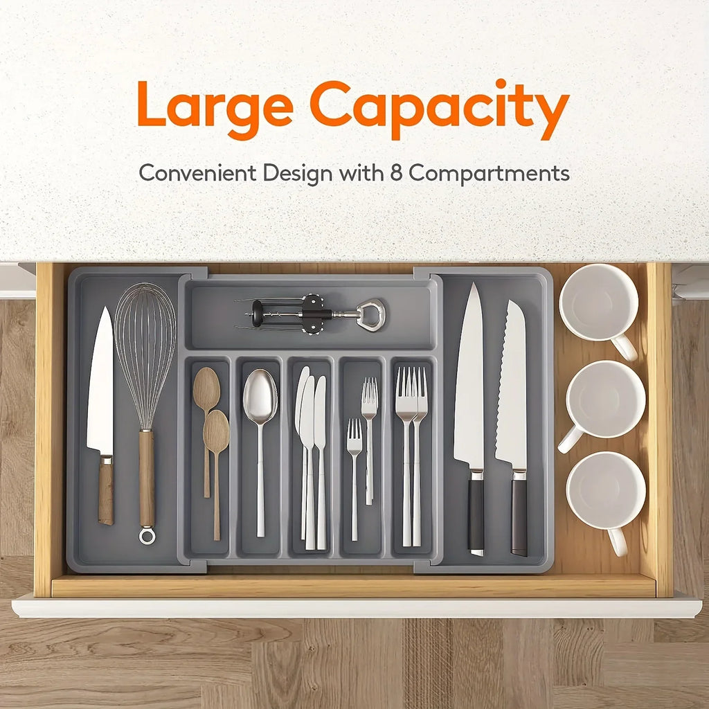 Expandable Kitchen Drawer Organiser – Adjustable Cutlery Tray with Dividers