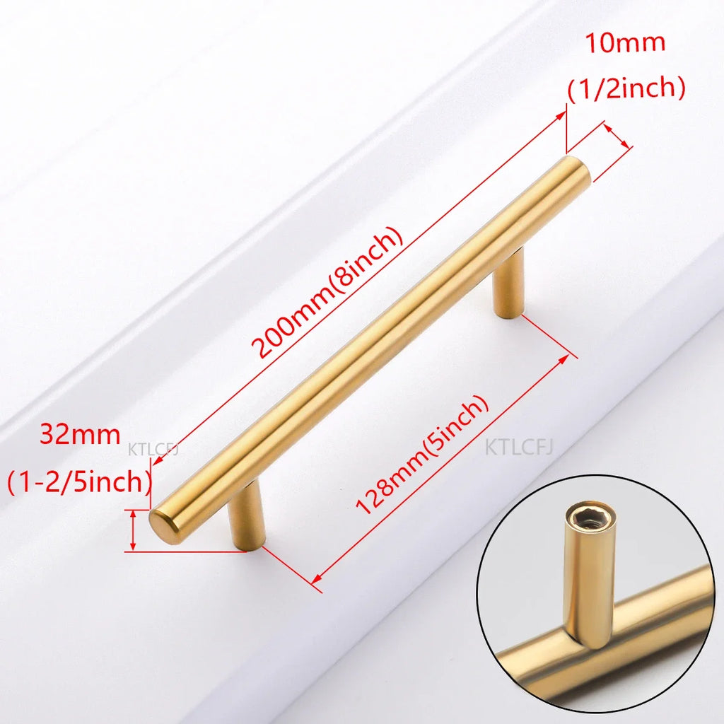 Cylindrical Metal Cabinet Handle – Silver, Black & Gold Modern Kitchen Pull