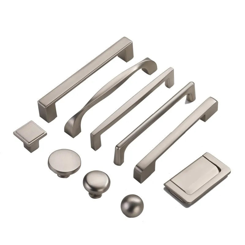 Matte Brushed Nickel Cabinet Handle – Modern Zinc Alloy Drawer Pull
