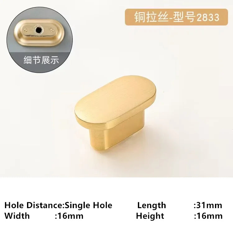 Single-Hole Zinc Alloy Cabinet Knob – Brushed Gold & Antique Copper | Modern Design